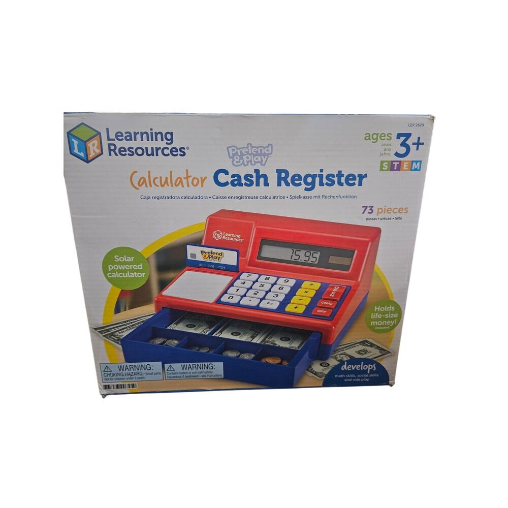 Learning Resources Calculator Cash Register NIB 73 pieces Kids Play Toy